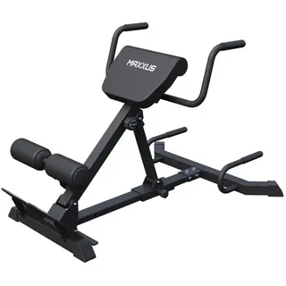 Gorilla Sports MAXXUS Rückentrainer 7in1, Klappbar, Verstellbar, Stabil, bis 150kg, Stahl, Schwarz - Hyperextension Rückenstrecker Gerät, Fitnessgerät für Rücken, Bauch, Zuhause