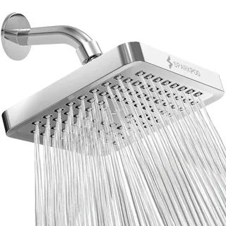 SparkPod Feststehender Duschkopf - Regenduschkopf - Hoher Druck - Einfache Werkzeugfreie Installation - Verstellbares Ersatzteil (Chrome, 15cm Quadratisch) - Duschköpfe - Duschkopf Wassersparend