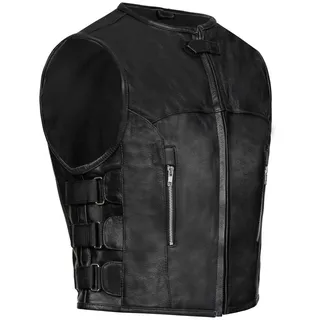 PAULGOS Lederweste Biker Kutte Echtleder BW10 in Schwarz | Gr.: 7XL