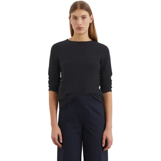 Marc O'Polo Rundhalspullover MARC O'POLO "aus softem Organic Cotton", Damen, Gr. S, blau (deep night blau), Obermaterial: 100% Baumwolle, unifarben, casual, U-Boot-Ausschnitt, Langarm, Pullover