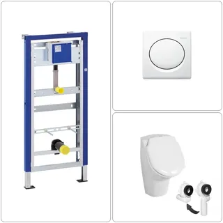 Urinal Pissoire Urinaldeckel Geberit Druckerplatte Vorwandgestell Urinalset weiß