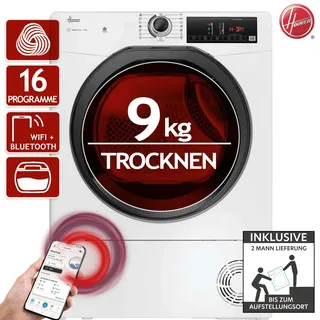 HOOVER HR EH9N4TBE-S Wärmepumpentrockner 9kg hOn App AquaVision Woolmark 2ML