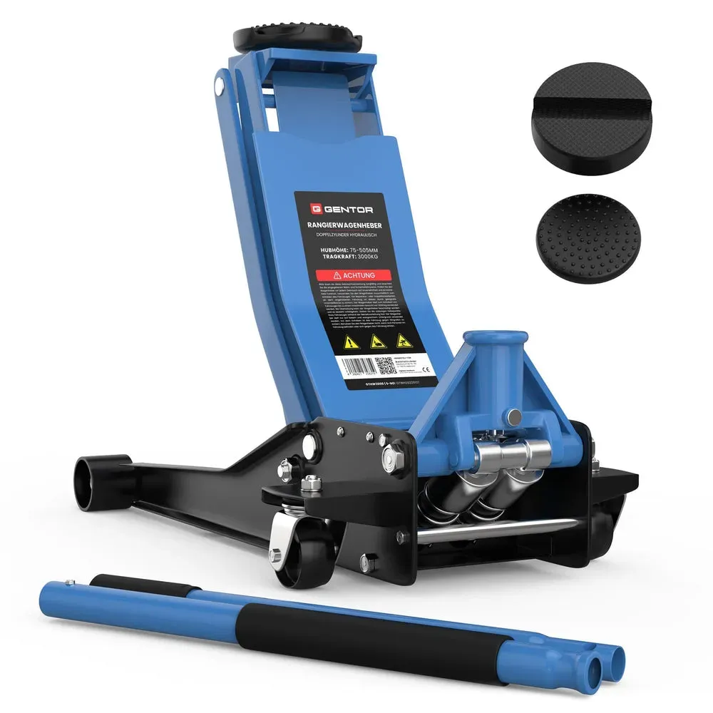 Wagenheber 3T hydraulisch & flach - Hellblau
