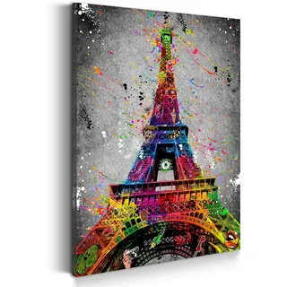 Street Art Eiffelturm, Paris Wandbild Leinwandbild Kunstdruck XXL Deko Größe 40x60x2cm