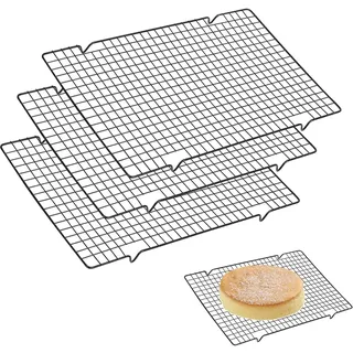 WhizNook 3 Stück Abkühlgitter Edelstahl, 40cm Rechteckig Auskühlgitter, Kuchenrost Abkühlkitter, Abtropfgitter Backen, Backgitter zum Abkühlen, Kuchengitter Abkühlgitter für Backen Kühlen