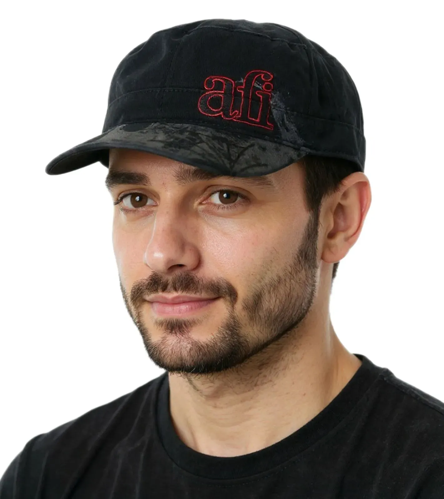 AFI - A Fire Inside Damen und Herren Hardcore Punkrock-Band Baumwoll-Cap im millitärischem Schnitt FC107691AFI Schwarz - One-Size