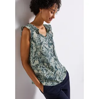 STREET ONE Damen 3411797 Print Blusentop mit Rüschen, Arona Blue, 38