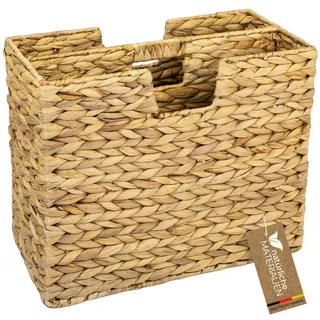 HMF Zeitungsständer, Zeitungskorb geflochten aus Wasserhyazinthe | 2 Fächer 40 x 20 x 33 cm