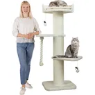 Premium Kratzbaum Grosse Katzen Stabil 'Freddy' – 150 cm Großer Katzenbaum, Creme