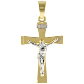trendor 78803 Kruzifix-Anhänger für Herren 585 Gold Bicolor 29 mm