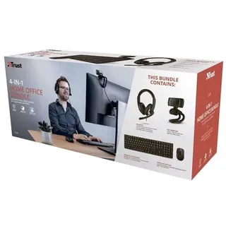 Trust Qoby 4-in-1 Home Office Set - Keyboard, mouse, headset and web camera set - Nordisch Schwarz