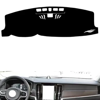 Leder auto armaturenbrett abdeckung kompatibel mit Volvo V90 (gyroscope),auto armaturenbrett matte(Black gray)
