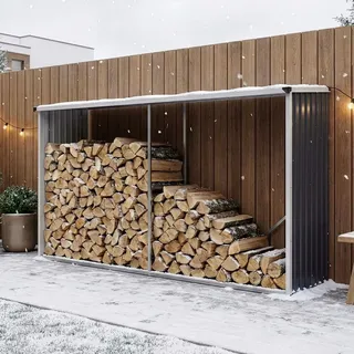 casa.pro Kaminholzregal Kalmar Stahl 352 x 80 x 152 cm Anthrazit
