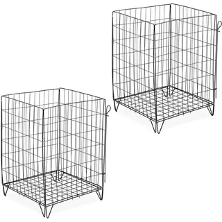 Relaxdays Komposter Metall, Bodengitter und Füße, HBT: 68 x 46 x 46 cm, für Gartenabfall, Kompostgitter, Stahl, schwarz