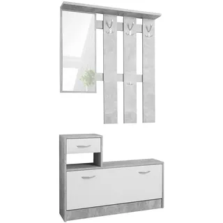 Finori Garderobe Rudolf Beton Optik weiß B/H/T: ca. 100x180x25 cm - weiß