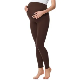 Be Mammy Umstandsleggings Lang Damen Umstandshose BE20-230 (1-tlg) aus Baumwolle braun XXL