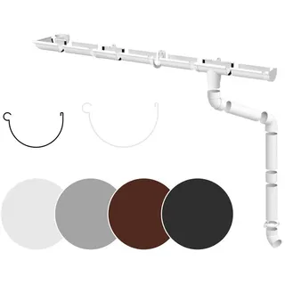 RainWay Regenrinnen Komplettset (1 Dachseite) - PVC-U Kunststoff für Dachflächen < 100m2 empfohlen (Set min. 4 Meter) Weiß
