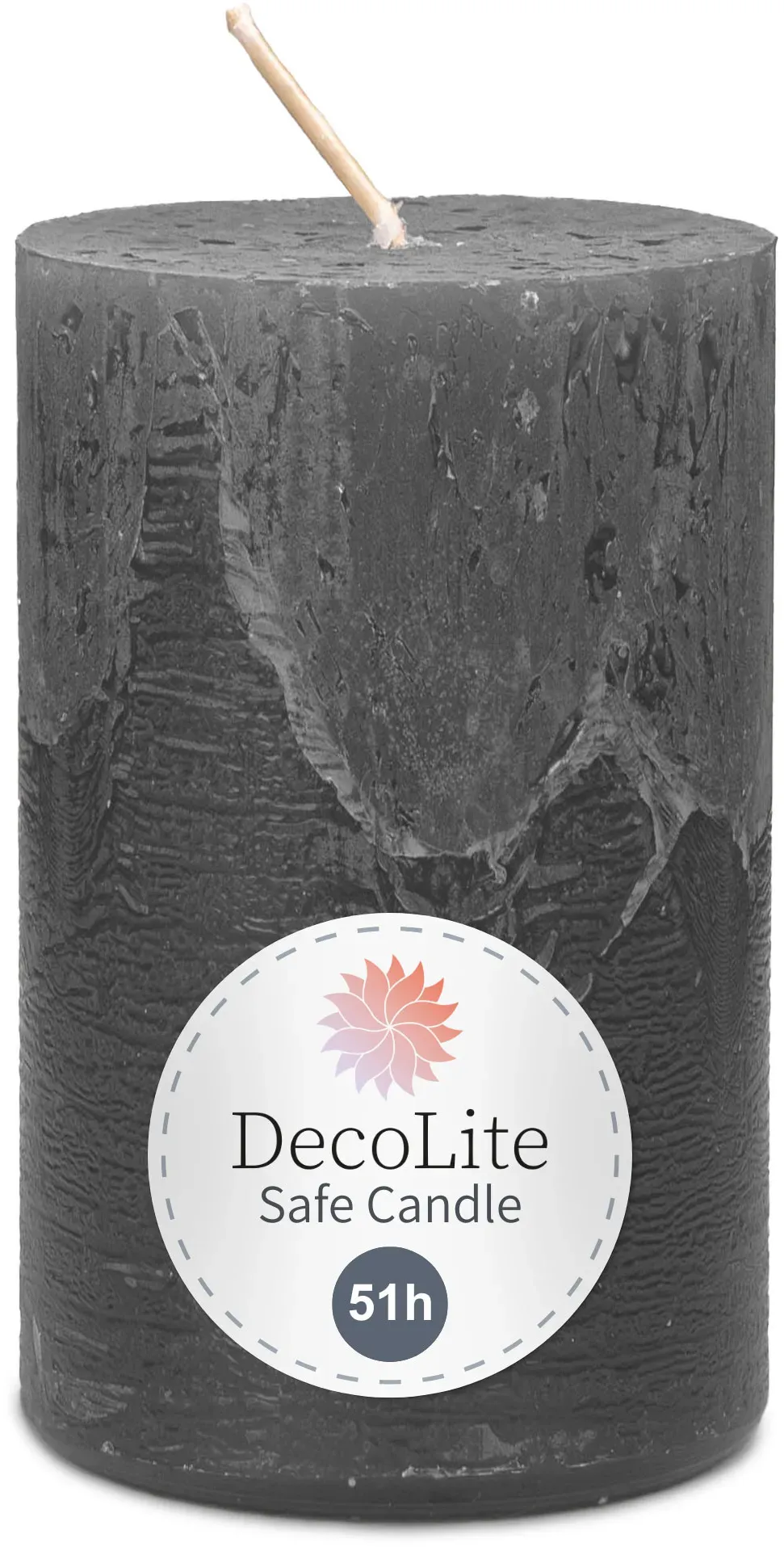DecoLite: Rustic Stumpenkerzen 110/70 mm (Safe Candle) - 4 Stück - salbeigrün