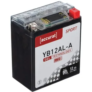 Accurat Motorradbatterie YB12AL-A - 12V, 12Ah, 180A, rüttelfest, wartungsfrei, LCD Display - Starterbatterie, Gel Batterie in Erstausrüsterqualität für Rasentraktor, Roller, Motorrad, Quad