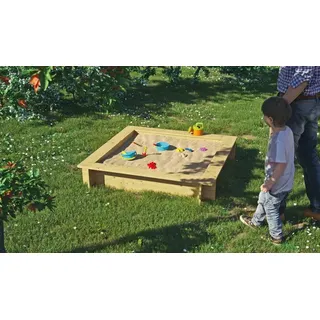 Sandkasten zum selber bauen Mario - 120 x 120 x 25 cm - aus kesseldruckimprägniert Kiefern/Fichtenholz -  Bausatz inklusive Montagematerial