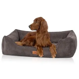 Knuffelwuff Hundebett aus Cord mit Handwebcharakter Nunavut Orthopädisch XXL 120 x 85cm Braungrau