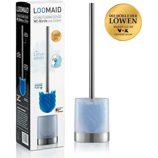 DS PRODUKTE LOOMAID WC-Bürste Silikonkopf Edelstahl/blau mit Bürstenhalter
