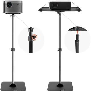 Vevor Projektorständer Projektor Bodenständer, höhenverstellbar von 77 bis 161 cm, Projektorhalterung mit Ablage, ideal für Filme im Freien Zuhause im Büro auf der Bühne und im Studio, schwarz
