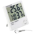 Digitales Thermometer & Hygrometer mit Außensensor, Uhr und Wecker