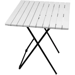 Klapptisch Campingtisch Gartentisch Beistelltisch Holz/Metall weiß 45x45x50 cm