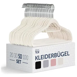 Blumtal Kleiderbügel Rutschfest - Samtoptik - Platzsparend, (50-tlg), Premium inkl. Krawattenhalter, 360° drehbar, Anti-Rutsch Bügel beige