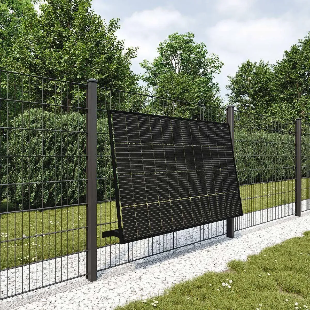 455W PV-Zaun Anlage inkl. Halterung angewinkelt