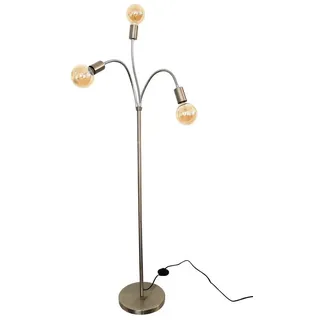 Trango 3-flammig Stehlampe 1531 *EARTH* in Edelstahl-Optik mit 3x E27 Lampenfassung - Höhe ca. 1550mm – 3 schwenkbaren Lampenarmen - Stehleuchte – Wohnzimmerlampe - Bürolampe (ohne Leuchtmittel)