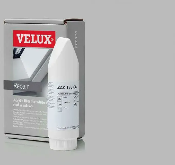 VELUX Acryl-Feinspachtel-Set grau ZZZ 133KH für weiße VELUX Dach-Fenster