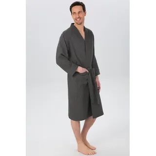 OTTO home Unisex-Bademantel Vanessa, ideal für Sauna & Spa, Hotelbademantel, Morgenmantel, Langform, Baumwolle, Kimono-Kragen, Gürtel, Taschen, Damen & Herren, Waffelpiqué, sehr leichte Qualität, S-3XL grau S