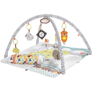 Fisher-Price GKD45 - 5-Sinnes-Spieldecke, sechs abnehmbare Beschäftigungsspielzeuge, ab der Geburt