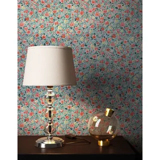 Newroom Vliestapete, Blau Tapete Landhaus Blumen - Blumentapete Koralle Rot Romantisch Floral Blüten Wiese für Wohnzimmer Schlafzimmer Büro blau