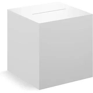 EH Design Spendenbox aus robustem Acryl – 15 x 15 x 15 – Weiße Acrylglas Box – Spendendose für Benefizveranstaltungen, Straßenfeste & Hochzeiten – Made in DE