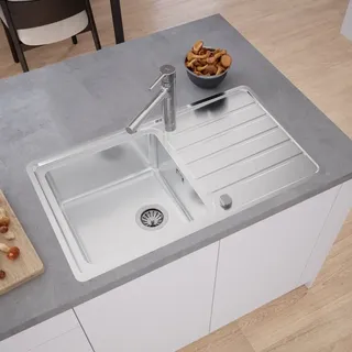 Evineo m40 Küchenspüle mit seitlicher Ablage B: 86 T: 50 cm, EV2004,