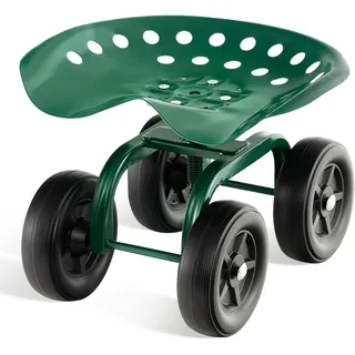 Costway Rollsitz mit Rollen, 360° drehbar, ° höhenverstellbar Mobiler Gartensitz Outdoor