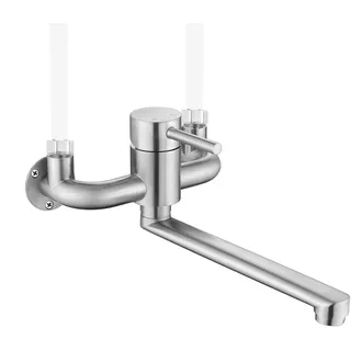 Tondiy Wasserhahn Wandmontage für Garage/Waschküche, Wandarmatur Küche mit 1/2 Zoll Anschluss nach oben, Einhebelmischer Armatur auf Wand mit drehbar, Matt