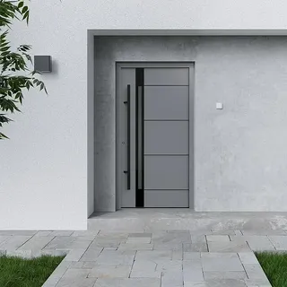 Gerda Haustür Thermo Prime 75 Rodan  (100 cm x 210 mm, DIN Anschlag: Links, Grau, Schwarze Details)