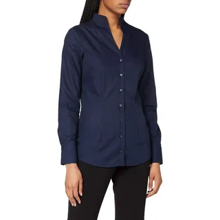 Seidensticker Damen Women Slim Longsleeve Cotton Bluse, Dunkelblau, 38 EU