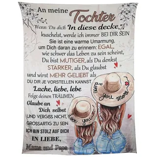 ldfhoin Personalisierte Kuscheldecke An unsere Tochter von Eltern, Deutsche Nachricht Mutter Tochter Briefdecke Super Weiche Geschenke für Mädchen Decke 150x200cm