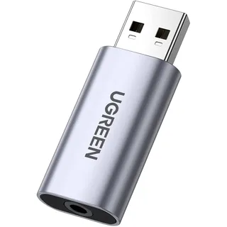 UGREEN USB Externe Soundkarte 2 in 1 auf 3,5 mm Buchse Klinken Audio Adapter USB zu Klinke, für Windows, Mac, Linux, kompatibel mit Headset Laptop PS4 Raspberry Pi usw.