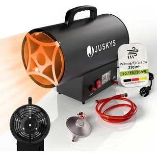 Juskys Gasheizgebläse – 10 kW, Heizgerät, inkl. Regler & Schlauch, Heißluftgenerator - Schwarz