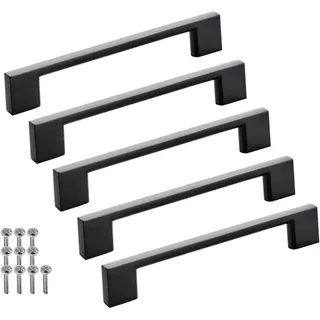 SOTECH Möbelgriff Bügelgriff Blackline XII schwarz matt Schubladengriff Schrankgriff inkl. Schrauben - Bohrlochabstand (BA) 128 mm, 5 Stück