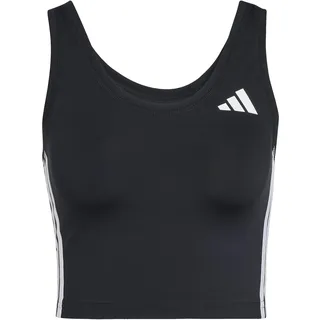 adidas Train Essentials 3-Stripes Cropped Tank Top, Black/White, L