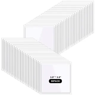 Dusarls 60 Pack Selbst klebende Anzeigen Taschen 3,5x3,5 Zoll Quadratische Etiketten Taschen Peel und Stick klar Klebende Karteikarten Taschen Halter Visitenkarte Ärmel Label Foto Protector