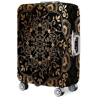 Mateju Kofferschutzhülle Elastisch Kofferhülle, 3D Goldenes Mandala Cover Reisekoffer Hülle Trolley Case Schutzhülle Luggage Cover Waschbare Staubdichte Kofferbezug (Gold,XL)