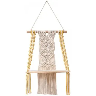 Wandregal – Bohemian-Wanddekoration für Schlafzimmer – Makramee-Wandkunst aus gewebtem Seil als Boho-Badezimmerregal-Dekor